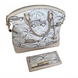 Brahmin Copa Cabana Duxbury Ady Wallet Satchel Purse Woody 57 Chevy Palm Tree